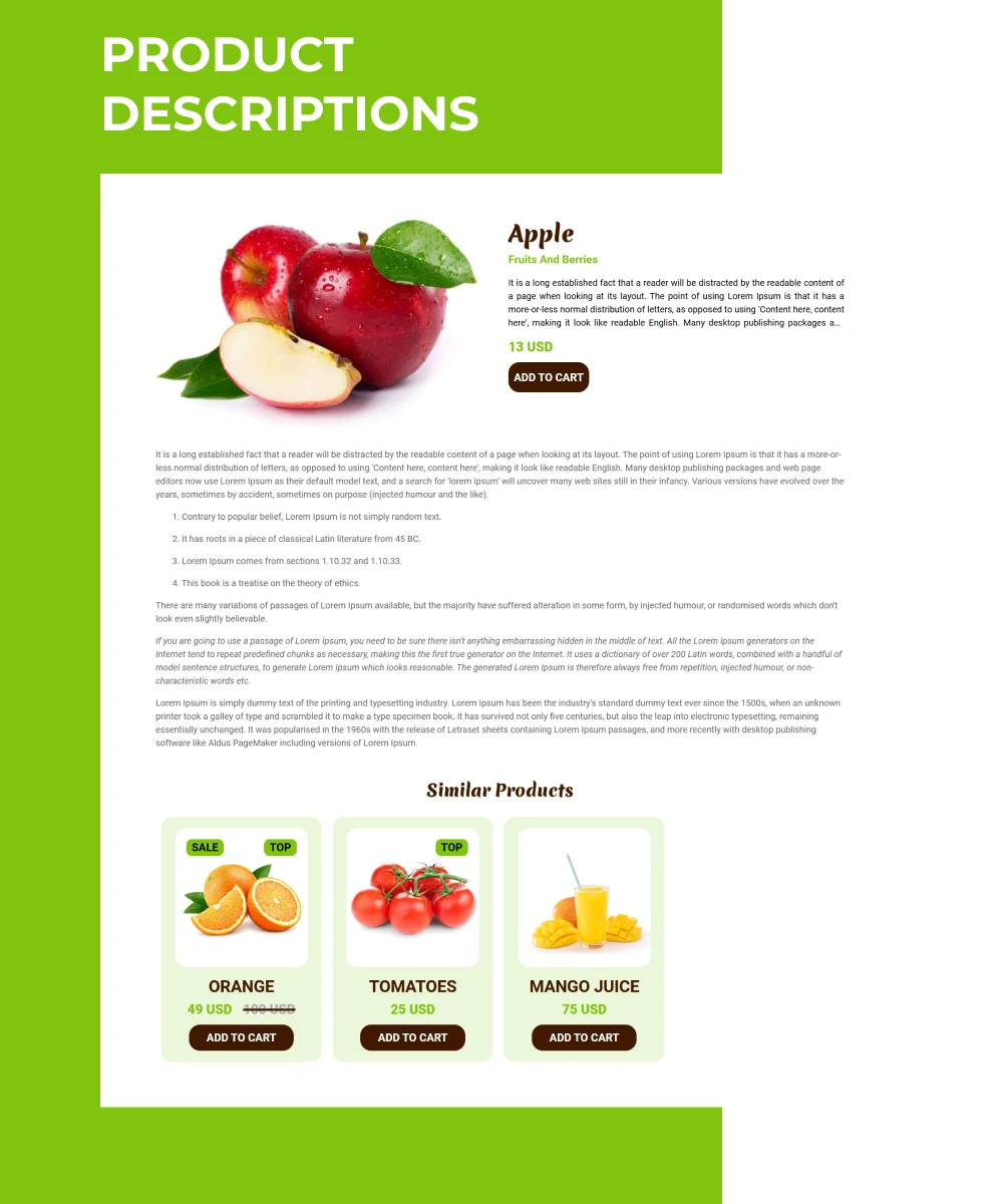 eco food joomla template product description