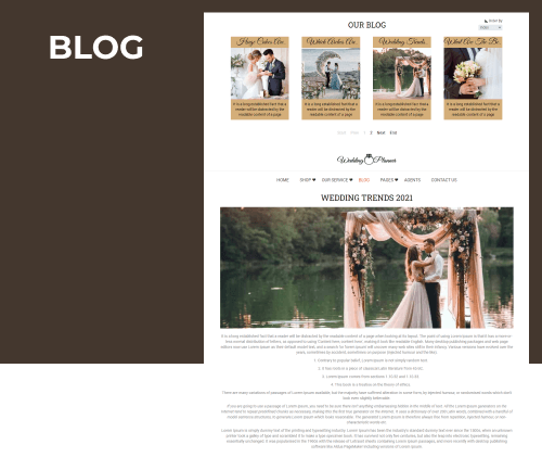 wedding planner website template blog
