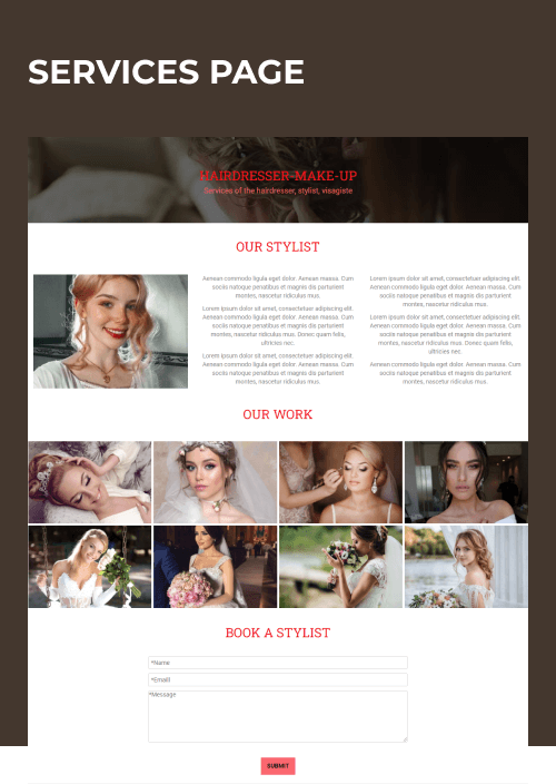 wedding planner website template services page