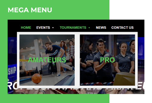 bowling free wordpress theme mega menu