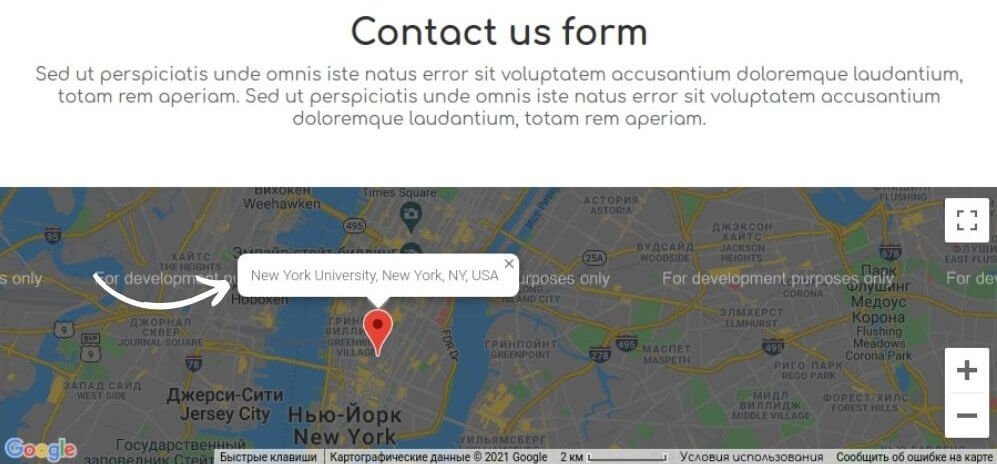popup effect on a map with website builder