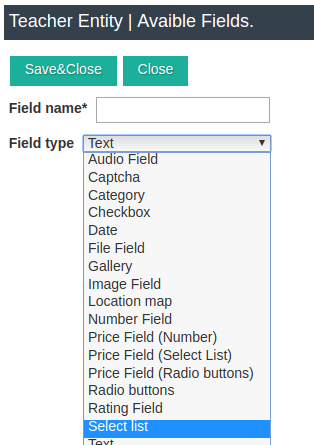 add select list field in joomla cck