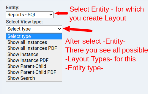 create sql entity layout