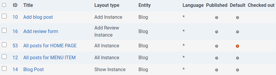 layouts manager - layouts list