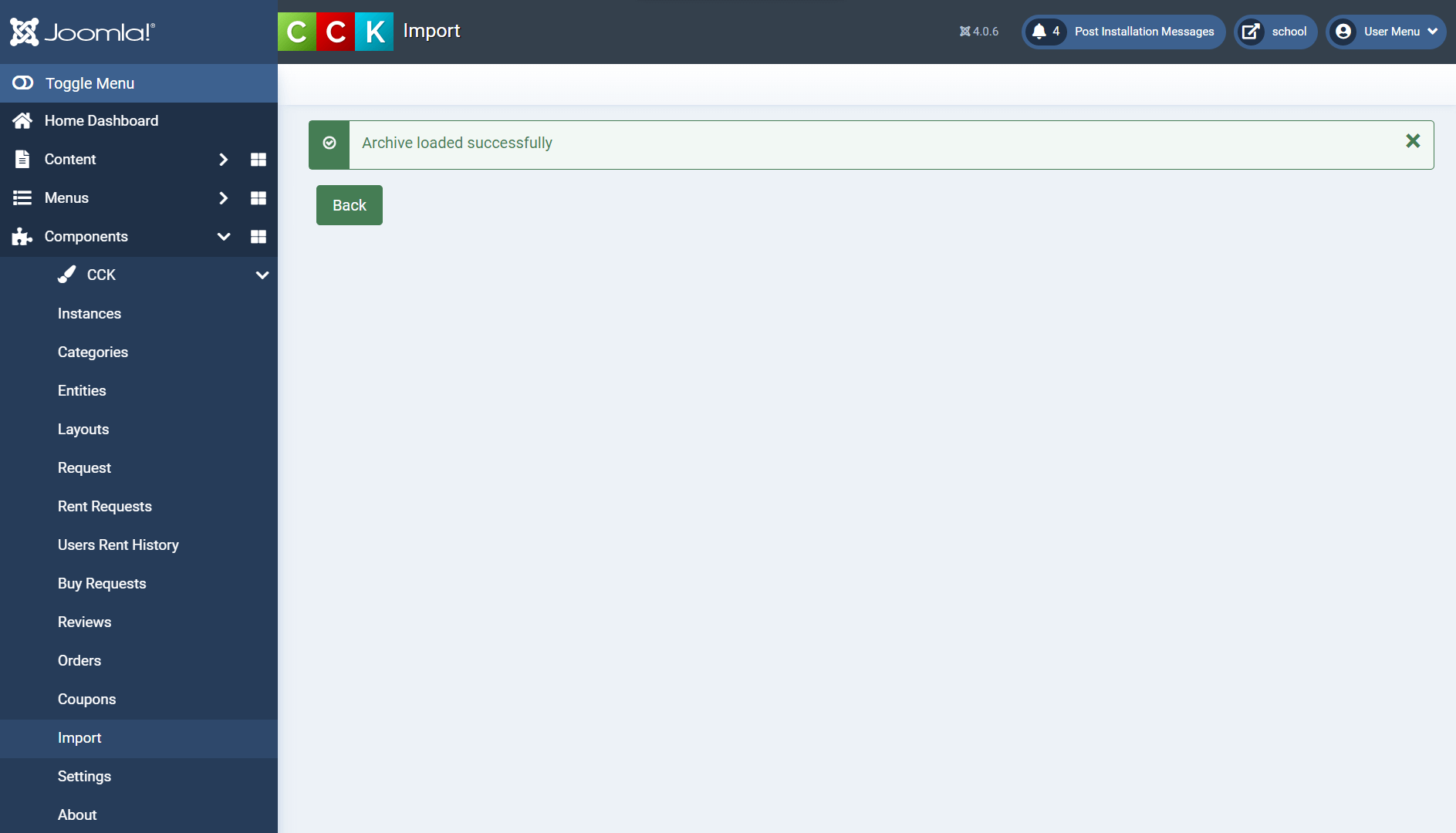 joomla cck library success load