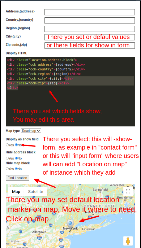 location map field main settings