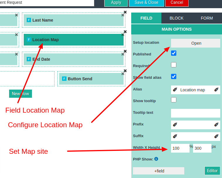 location map field settings