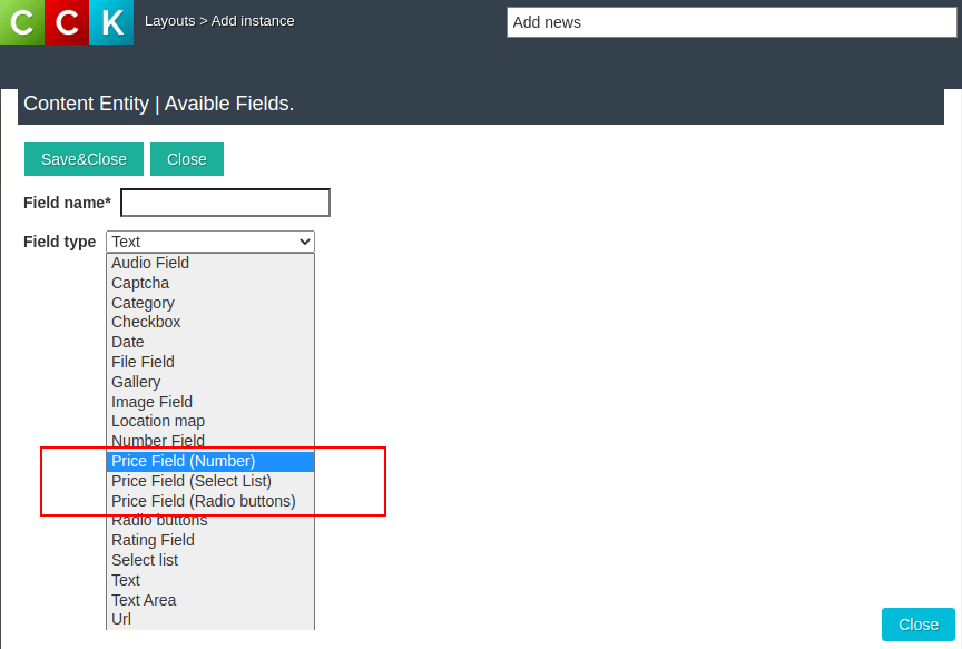 joomla cck - price fields