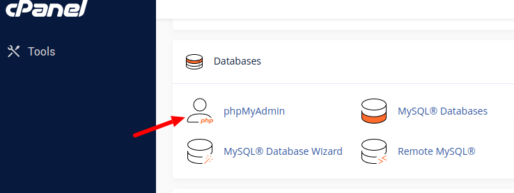 cpanel phpmyadmin section
