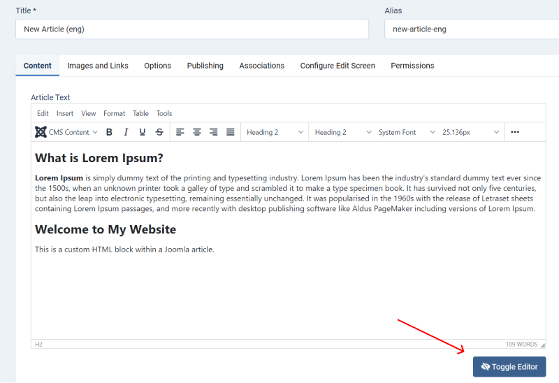 joomla custom html to articles switch editor