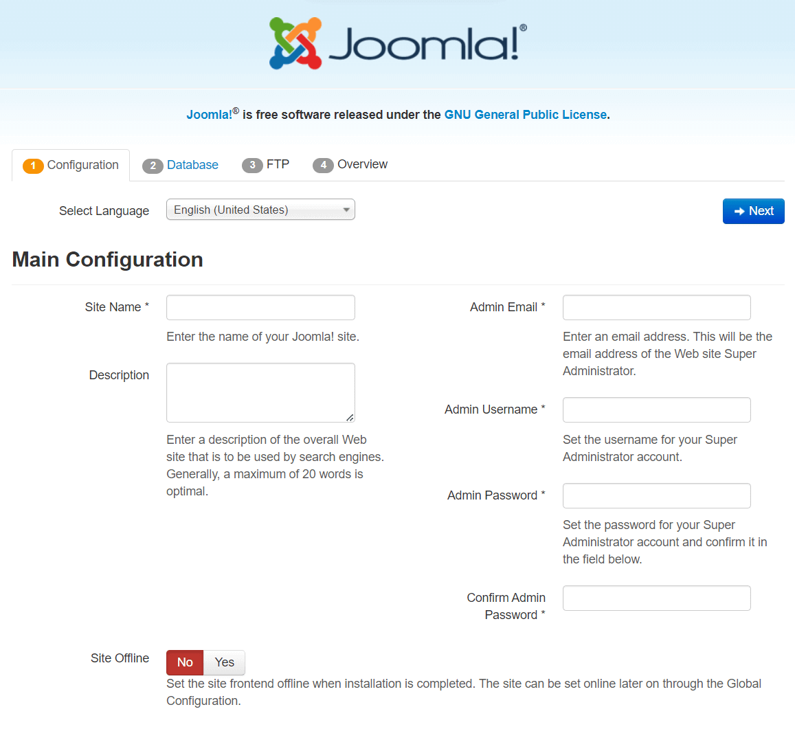 joomla install joomla configuration