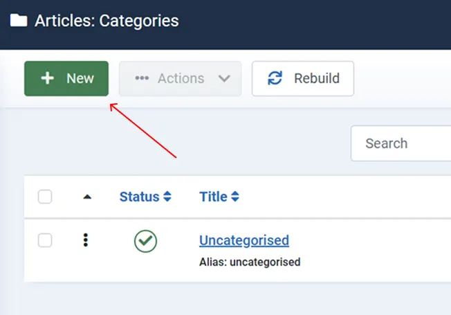 joomla categories new category