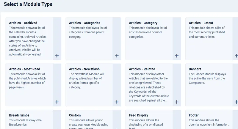 joomla positions module type joomla positions module type