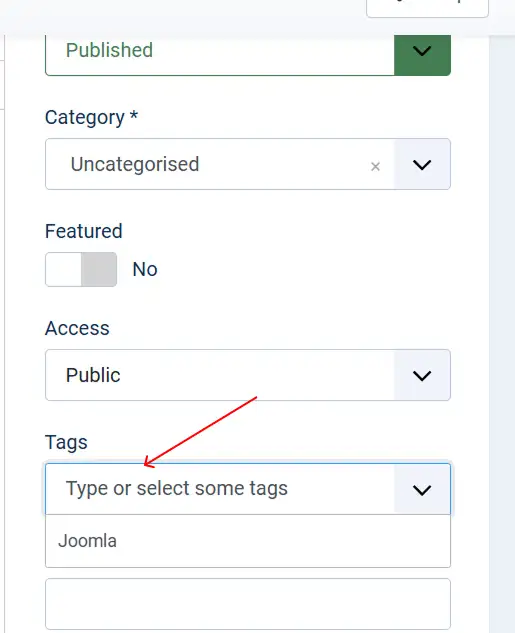 joomla tags select tags