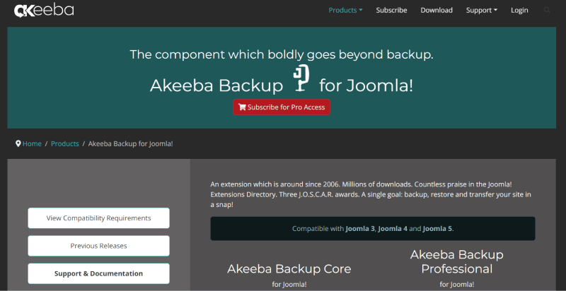 joomla akeeba backup