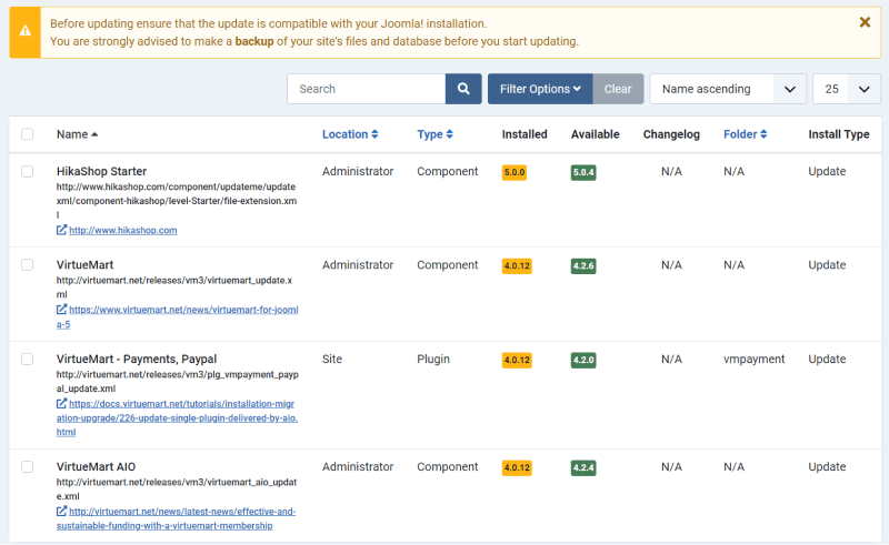 joomla secure website update extensions