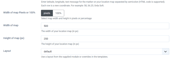 how to add map module width height