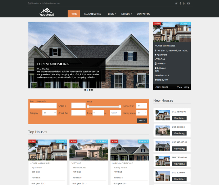 november free real estate website template