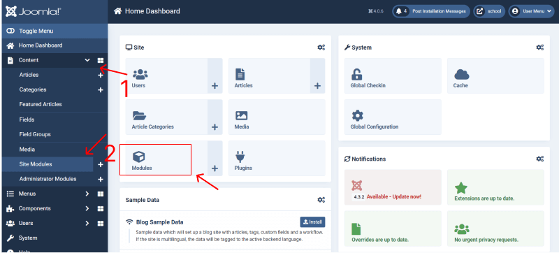 install-joomla module joomla 4 site modules