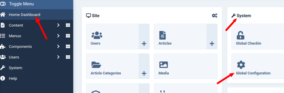 joomla global configuration