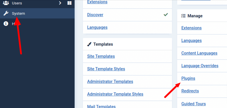 joomla system manage plugins