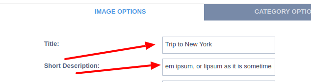 Add title and description to image gallery