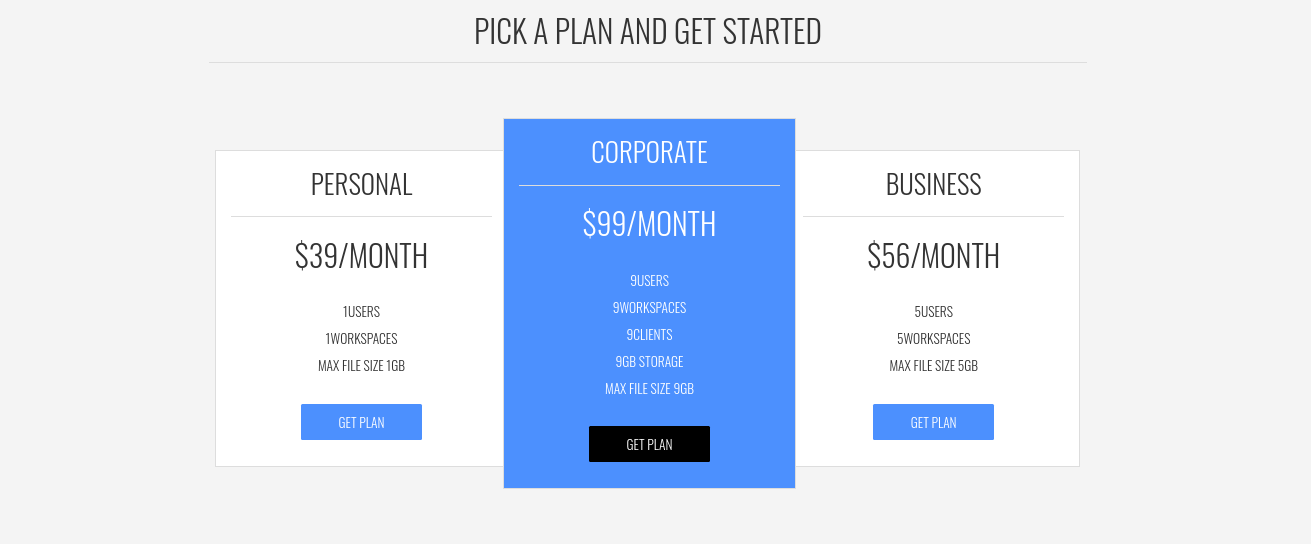 WordPress Business Theme Pricing Table