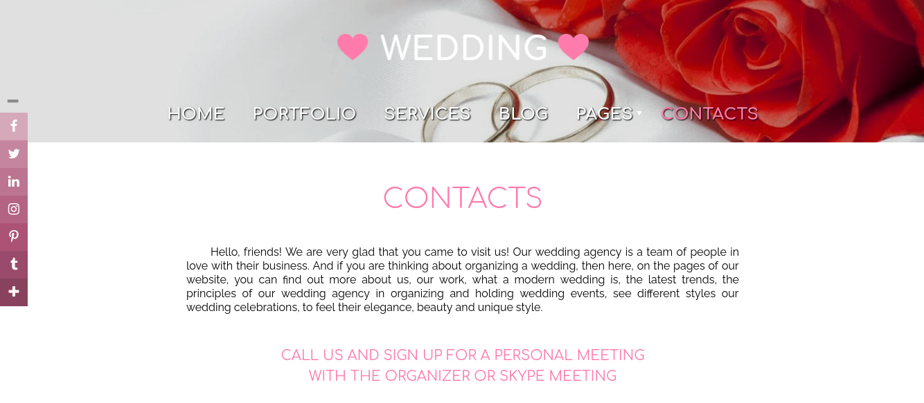 wedding joomla template contacts