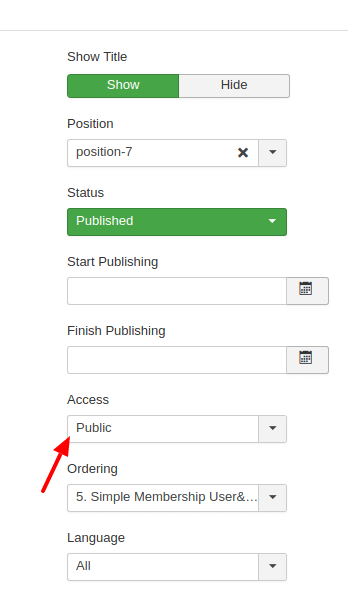 module access settings